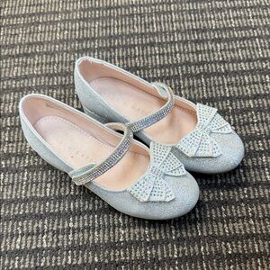 Kelly & Katie Glittery Silver Kids Dress Shoes